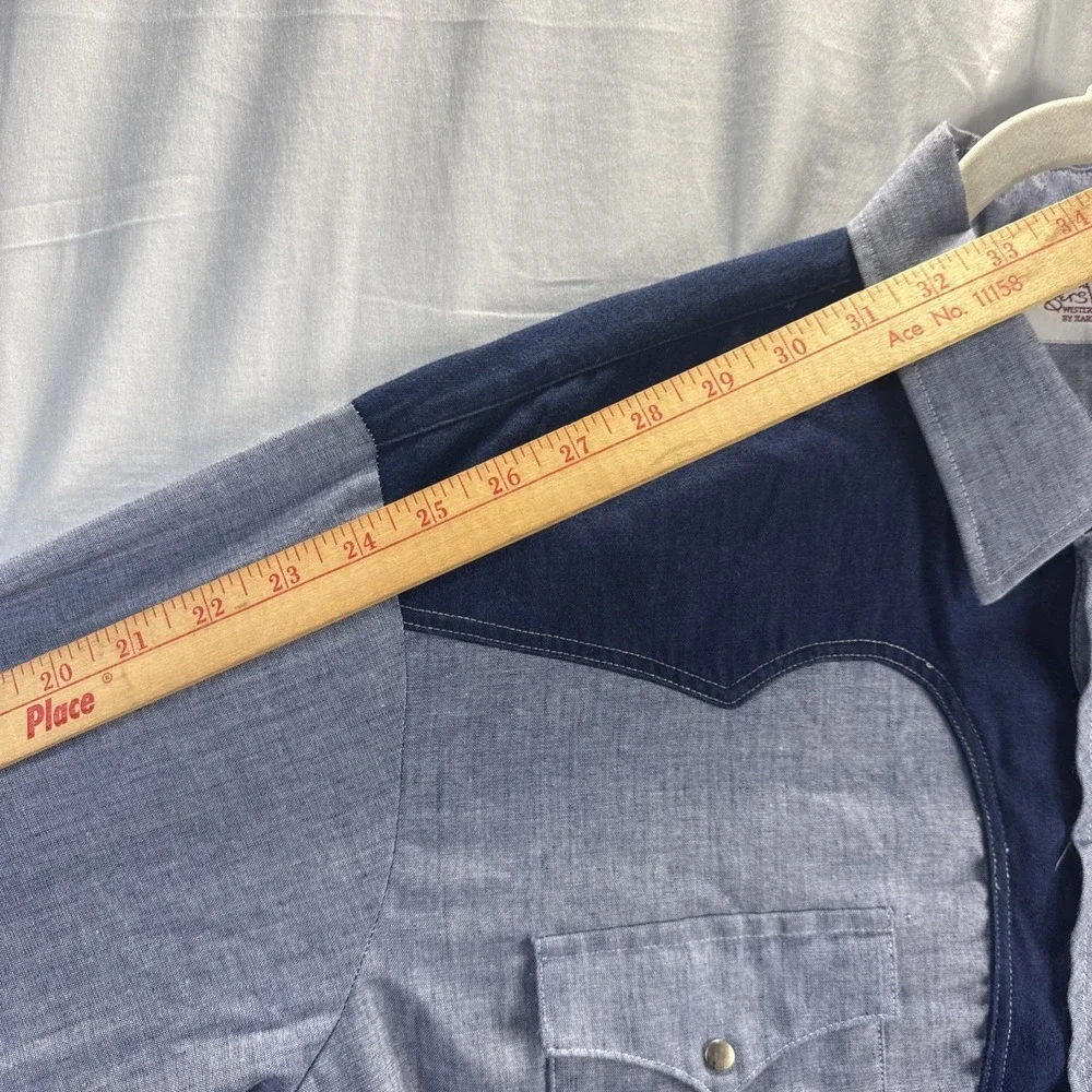 Kenny Rogers By Karman Blue Western Long Sleeve Shirt  Mens 18 Rodeo Vintage